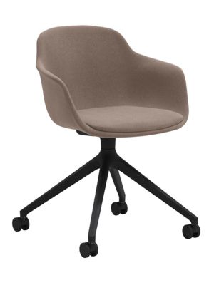 LORIA ARM SHELL FOR UPHOLSTERY, SWIVEL VERSION WITH TRESTLE BASE ON CASTORS